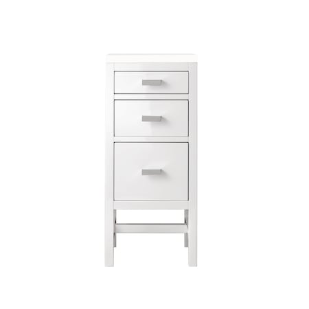 James Martin Vanities Addison 15in Base Cabinet, Glossy White w/ 3 CM White Zeus Quartz Top E444-BC15-GW-3WZ